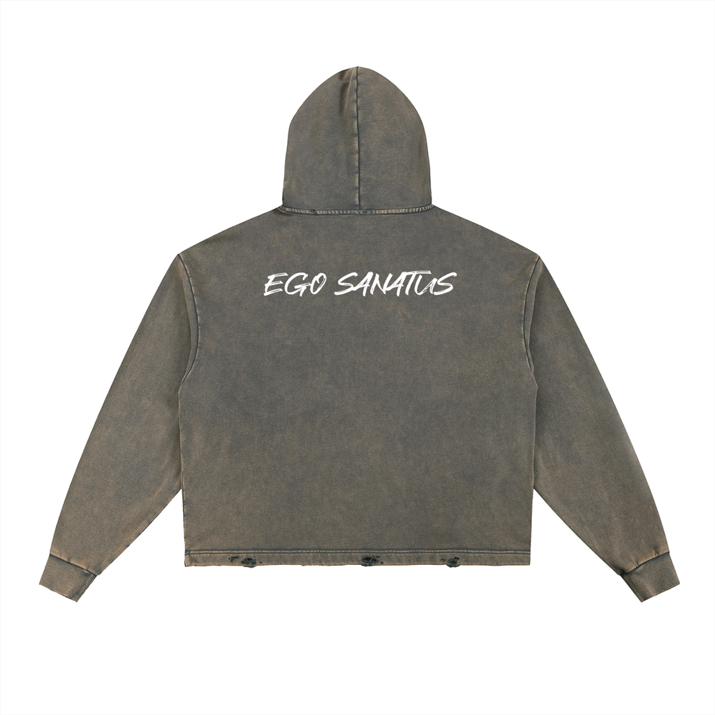 Vintage Washed Frayed-Hem Hoodie (WarBoys)