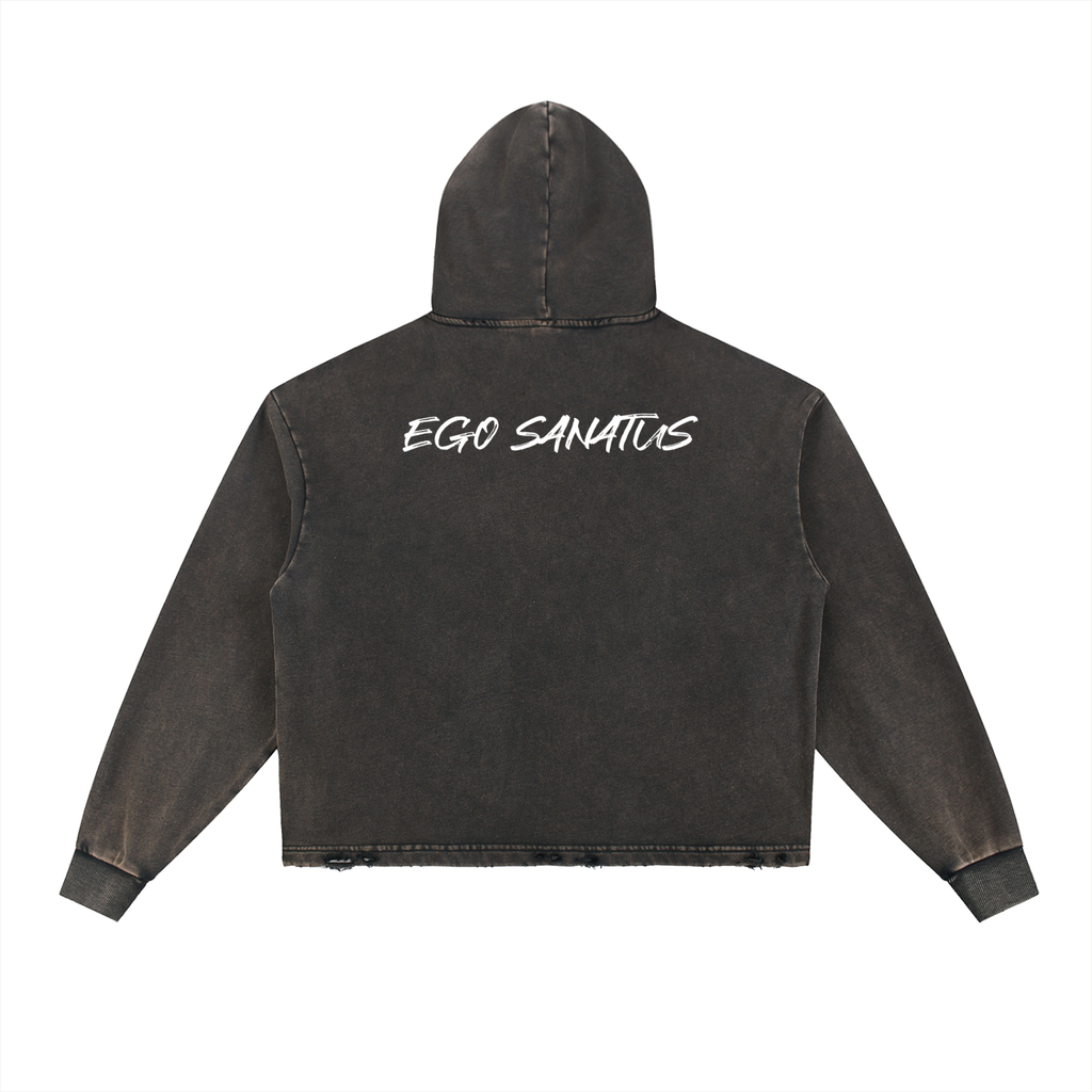 Vintage Washed Frayed-Hem Hoodie (WarBoys)