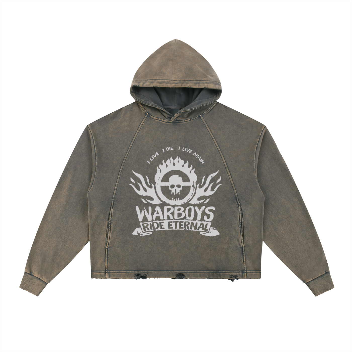 Vintage Washed Frayed-Hem Hoodie (WarBoys)