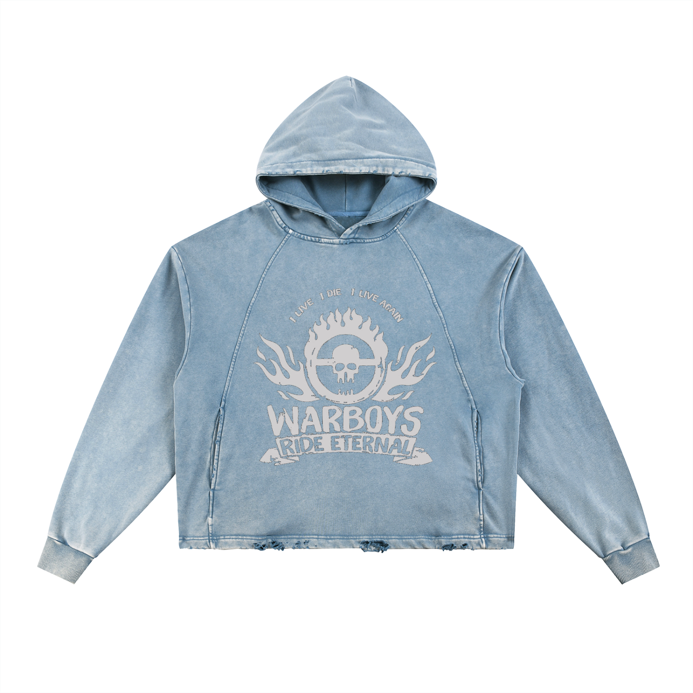 Vintage Washed Frayed-Hem Hoodie (WarBoys)