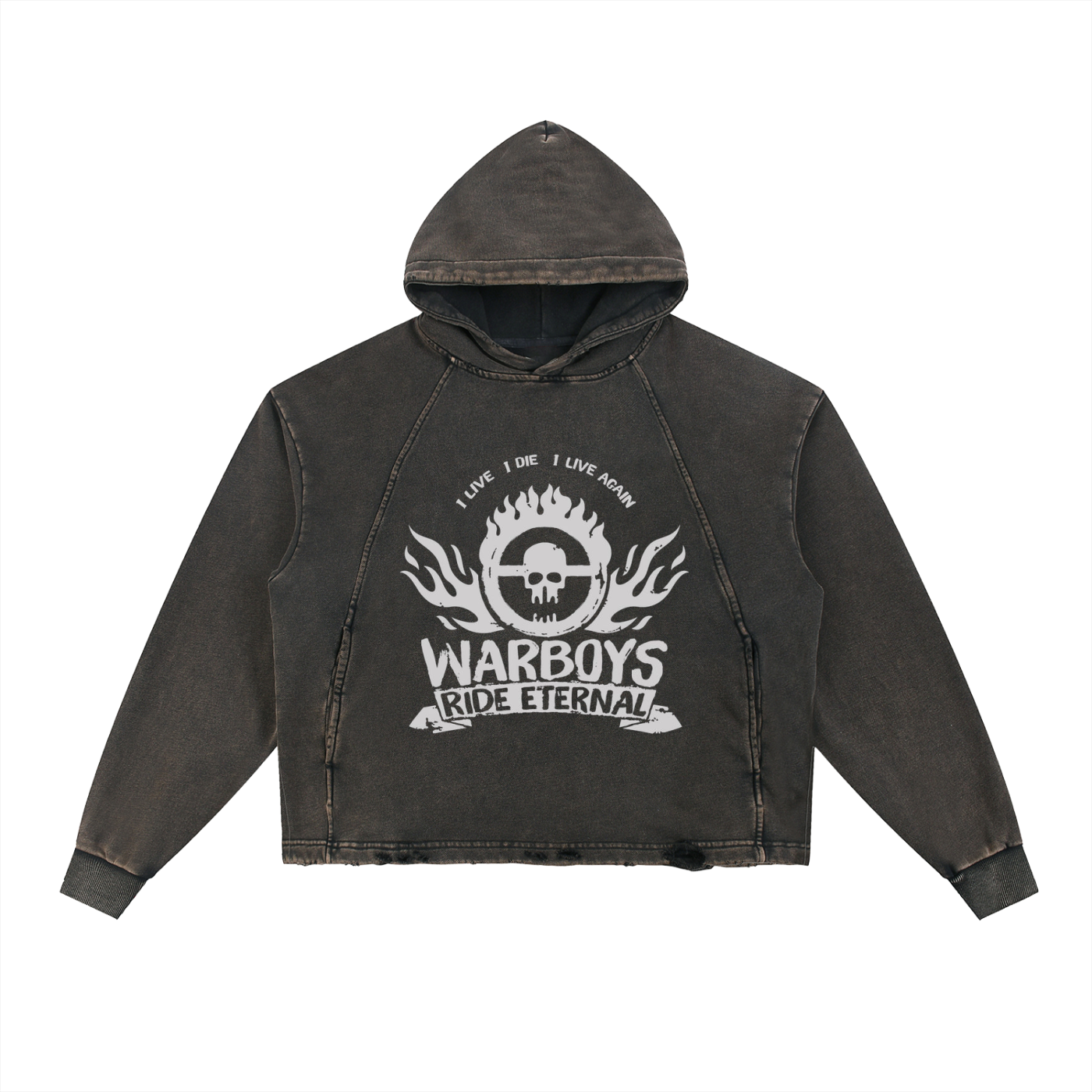 Vintage Washed Frayed-Hem Hoodie (WarBoys)